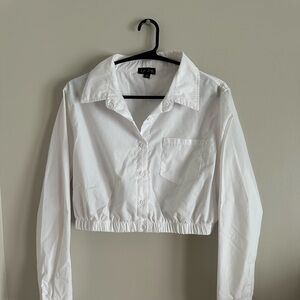White Crop Button-up Shirt NWOT